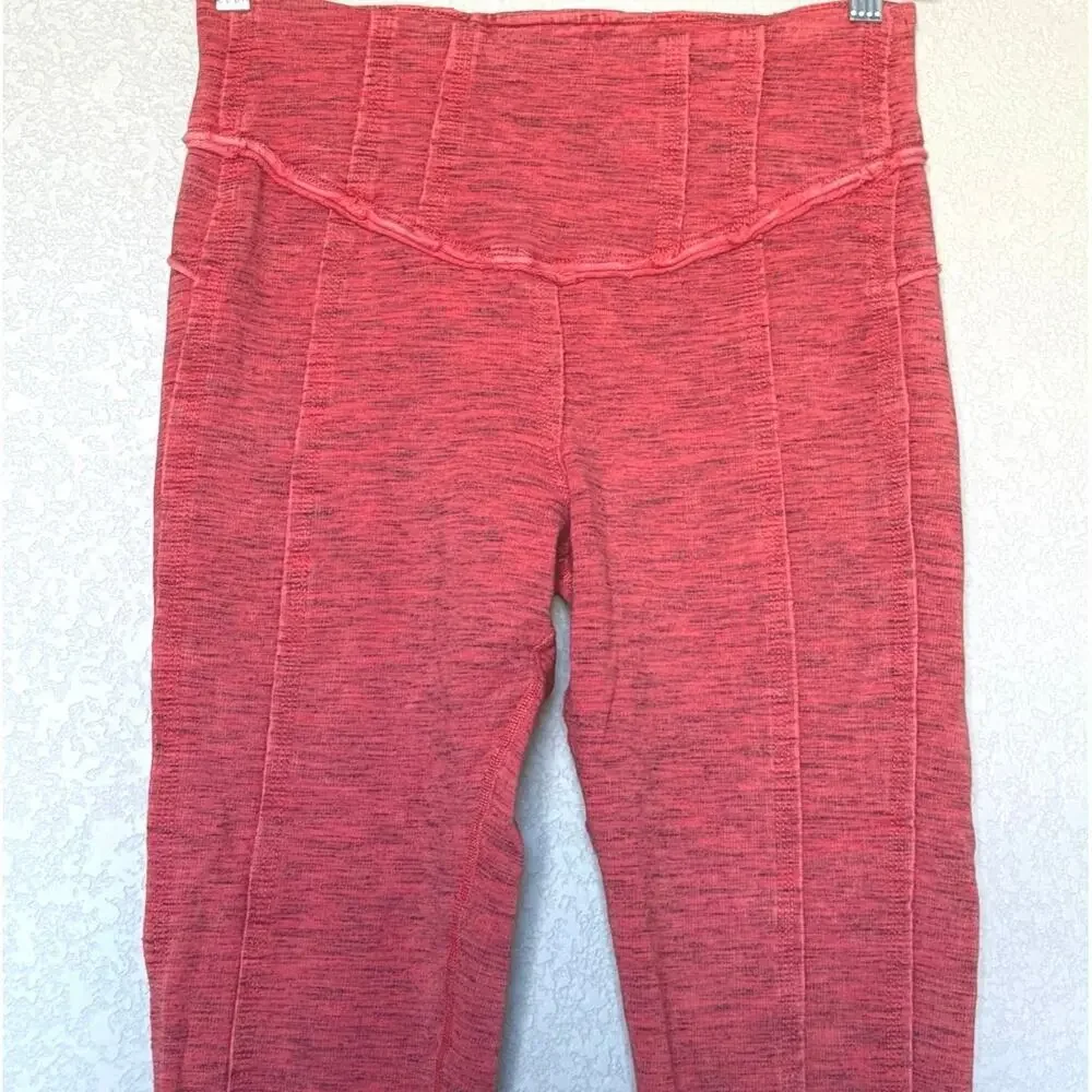 Free People High Rise Ankle Length Hybrid Leggings Size M Coral Pink